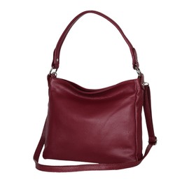 AmbraModa GL35 Women's Handbag Shoulder Bag Made of Grained Cowhide Leather, bordeaux