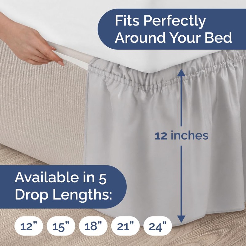 Wrap Around Dust Ruffle Bed Skirt - Light Grey -