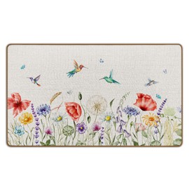 WTOGQ Floral Door Mat, Spring Doormat, Spring Welcome Mat, Spring Flower Hummingbird Front Door Mat Indoor Outside Entrance, Floral Bathroom Kitchen Rug, Spring Decorations for Home, 17x29 Inch