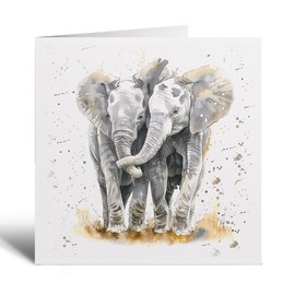 Postcard Prints - Anniversary Card For Husband or Wife Anniversary Card For Boyfriend or Girlfriend Cute Elephants Wedding Anniversary For Couple