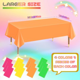 12 Pack Plastic Table Cloth Disposable Assorted Neon Colorful Rainbow Tablecloth Rectangle Bulk Solid Color Table Cover Party Supplies Birthday Wedding Picnic Home Fiesta Decorations (54 X 108 Inch)