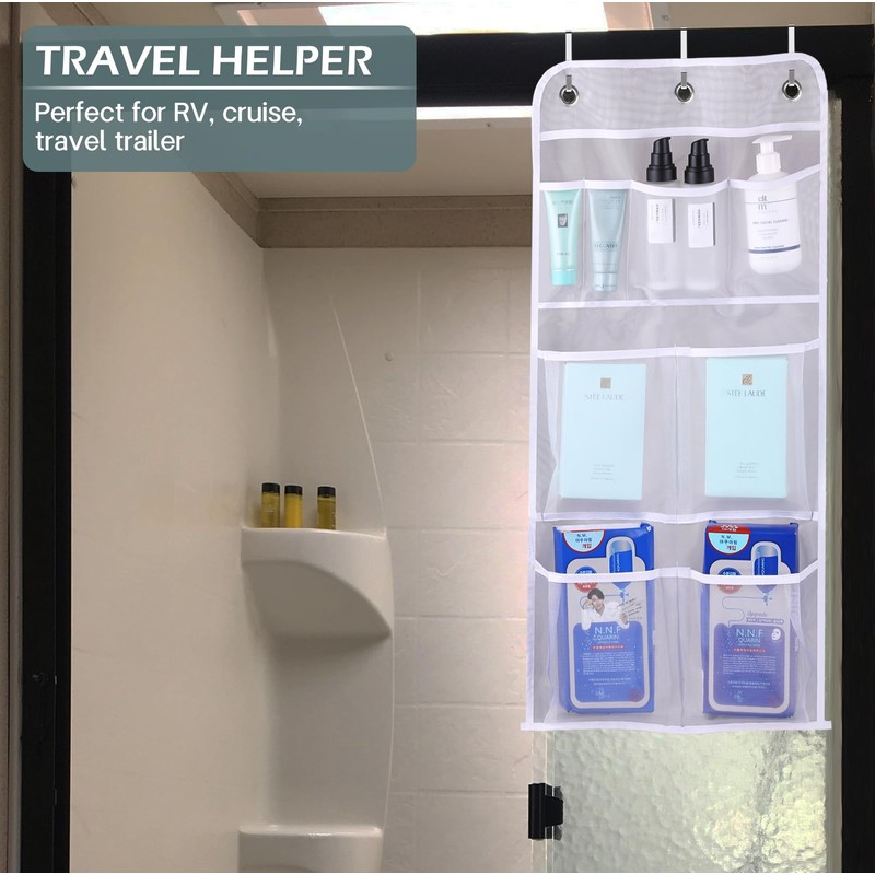 MISSLO Hanging Mesh Pockets Hold 340oz/1000ml Shampoo Shower Organizer with