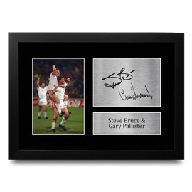 HWC Trading Steve Bruce & Gary Pallister Manchester Uted Football Fans And Fans A4 Framed Print