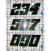 Unbranded Matte Black-w/ Lime Green Outline/Shadow #2-9, 0 Racing Numbers