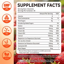 Potassium Magnesium Gummies, High Absorption Magnesium Glycinate, Magnesium Potassium Supplement with Vitamin B6 D3 B12 for Leg Cramps & Muscle Health, Sugar-Free Strawberry Flavor 120 Count