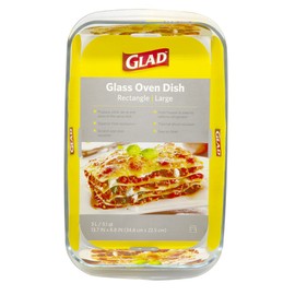 Glad Clear Glass Oblong Baking Dish | 3.1-Quart Nonstick Rectangular Bakeware Casserole Pan | Freezer-to-Oven and Dishwasher Safe, Large