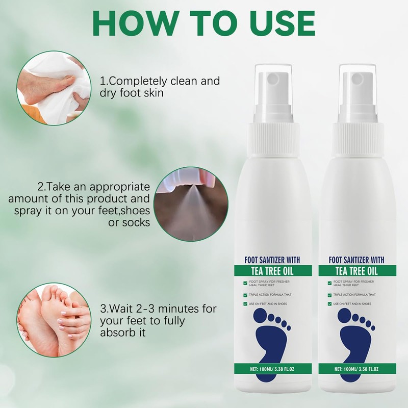 2pcs Foot Spray with Tea Tree Oil, Tea Tree Oil