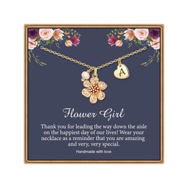 Flower Girl Gifts, Heart Initial A Necklace Flower Girl Proposal Dainty Letter Necklace Gifts from Bride, Wedding Gift for Girls Flowers Necklaces