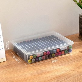 Hnonoxy Plastic Box with Lid, Plastic Storage Box Pens, Transparent Pen Boxes, Pen Box, Plastic Pen Box Organiser, Storage Box for Stationery, Cosmetics, Tool Parts (M)