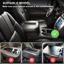 Mievlyo Center Console Armrest lid Cover Gray Fit for 2007-2014 Chevy Suburban GMC Sierra Tahoe Silverado, SLDARM04 Replacement Front Center Console Cover