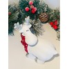 White Reindeer with Red Spotty Scarf Christmas Ornament (STANDING DEER