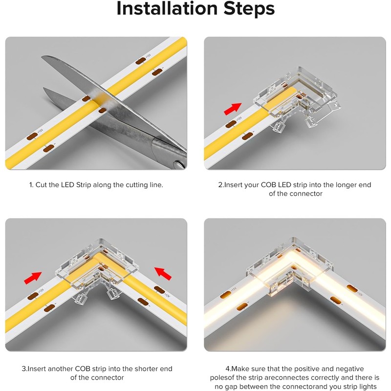 ENQIMAOYI LED Strip Connector 6 Pieces 2-Pin L Connector, 4