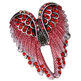 YACQ Women's Angel Wings Stretch Rings Fit Finger Size 7 to 9 - Elastic Soft Band Perfect for Arthritis - Lead & Nickle Free - Silk Scarf Holders - (1-1/2 H x 1-1/5 W) Inches (Red)