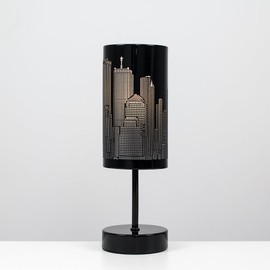MiniSun Modern Gloss Black Touch Table Lamp with New York Skyline Shade