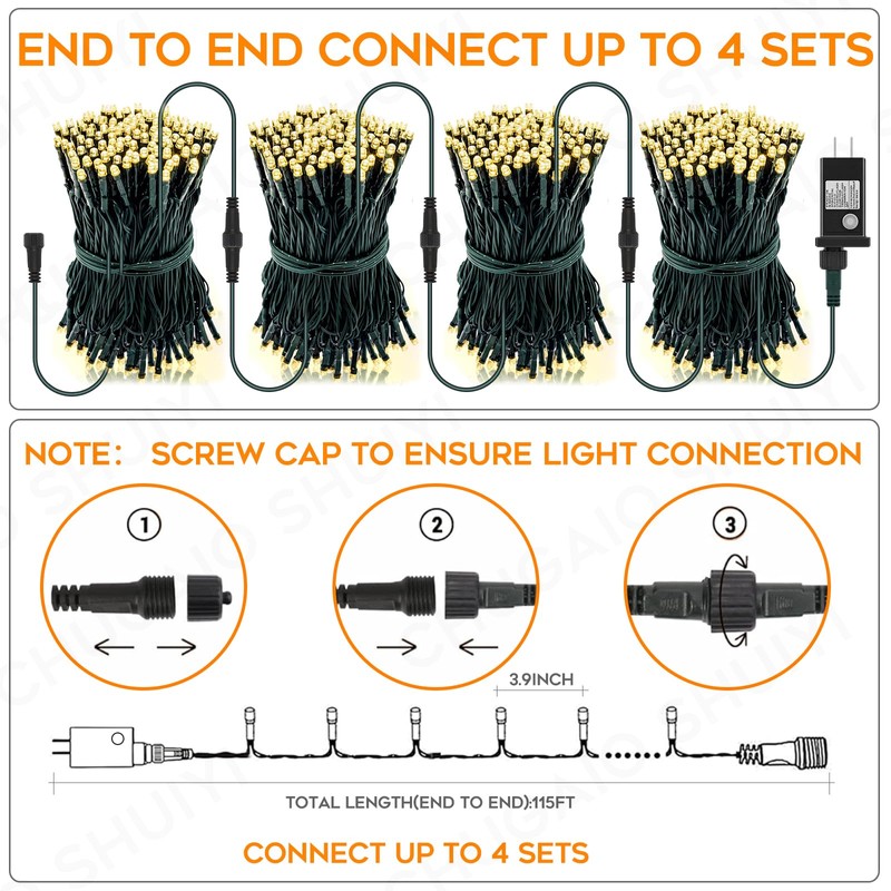 FairyGlim 100 LED Christmas String Lights, 33 FT Connectable Waterproof