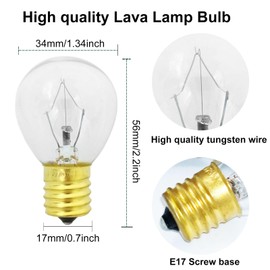 Lava Lamp Bulb 30W S11 E17 Base Lava Lamp Light Bulb,Replacement Bulbs for16 Lava Lamps and Glitter Lamps,120 Volt,Dimmable,2700K Warm White,6 Pack