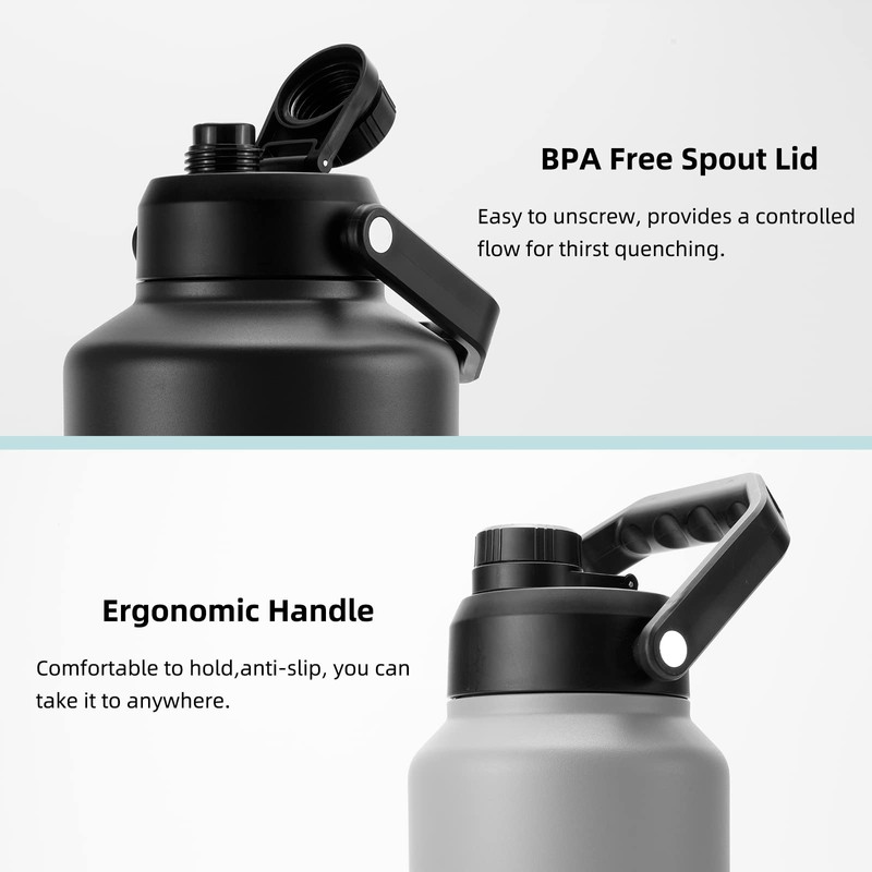 BJPKPK 64 oz Insulated Water Bottle, Dishwasher Safe Half Gallon