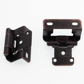 DecoBasics 20 Pack Oil Rubbed Bronze Cabinet Hinges for Cabinet Doors (10 Pairs) – 1/2" Overlay Semi-Wrap Self-Closing Face Frame Hinges for Cupboard & Kitchen Doors w/Quiet Bumpers