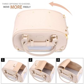 PetsHome Dog Carrier Purse, Pet Carrier, Cat Carrier, Foldable Waterproof Premium Leather Pet Travel Portable Bag Carrier for Cat and Small Dog Home & Outdoor Beige