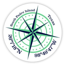 South Padre Island Texas 2-Inch Vinyl Decal Sticker Latitude Longitude Compass Design