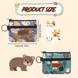 Energather Coin Pouch, Waterproof Cute Coin Purse for Women Coin Holder with Lovely Cartoon Print, Women's Coin Purse Pouch with Key Chain Coin Wallet with Zippers for Lipstick, Key (Blue)