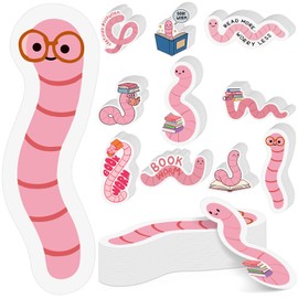 Ctosree 100 Pcs Pink Worm Bookmarks Bulk Cute Glitter Gummy Holographic Book Worm Bookmark for Book Lovers Bookworm Fun Readers Adults Teacher Funny Gift Bookish Party Favors