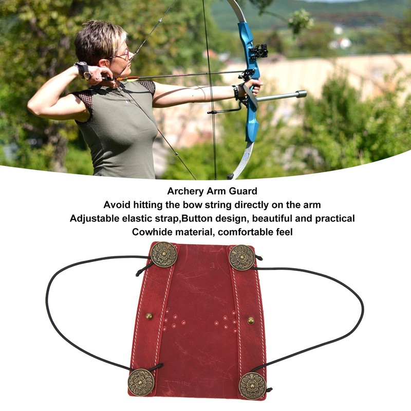 Archery Arm Guard Adjustable Strap Second Cowhide Arm Protector Pad