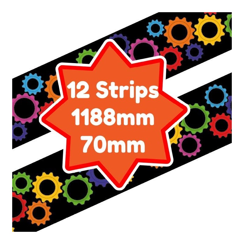 Colourful Cogs Classroom Trimmers 14.25m long Notice Board Display Borders
