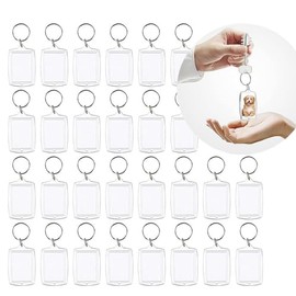 30 PCS clear double sided blank photo insert keychain, acrylic clear blank keychain, clear photo frame keychain, passport photo size, 1.57 inches by 2.36 inches