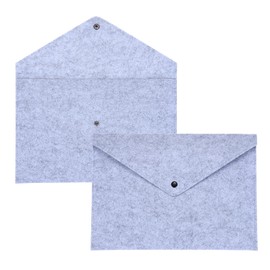 sourcing map 2 Pcs Felt File Folders, A4 Envelope Folder File Document Storage Bag Portable File Folder Organizer Case with Button Closure for Office Business(Light Grey)