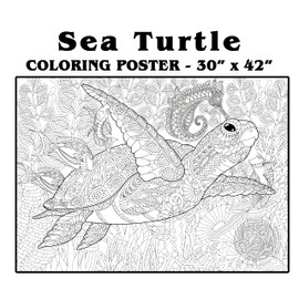 SJPRINTER Giant Coloring Poster for Kids and Adults - Creative Fun for Classrooms, Care Facilities, Schools, Groups and Families (Sea Turtle, 30 in x 42 in)