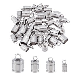 UNICRAFTALE 48 Pieces 4 Sizes Column Cord Ends 201 Stainless Steel End Caps 2/4/5/6 mm Inner Diameter Smooth End Caps Terminators Cord Search for DIY Jewellery Making
