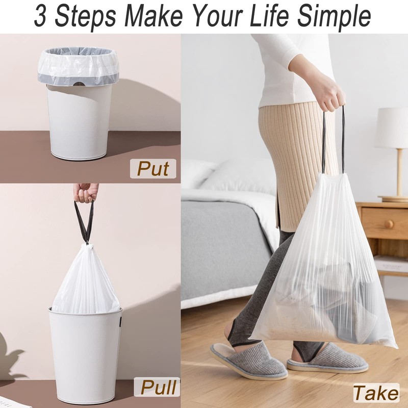 Bolsa de basura con cordón de 8 galones, bolsas de