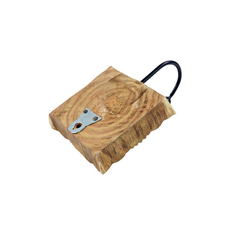 GURU SHOP Indian Wall Hook Ornament - Flower, Brown, Wood,