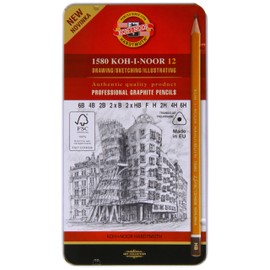 KOH-I-NOOR 6B-6H Triangular Graphite Pencil (Pack of 12)