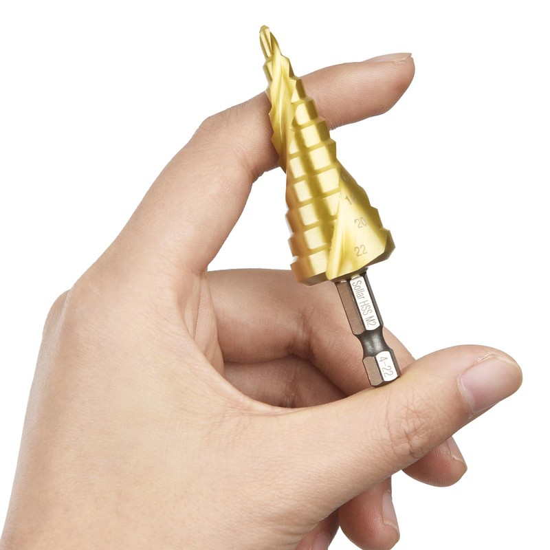 Sollar Step Drill, 3 pcs, Spiral Hexagonal Shaft Drill, Industrial