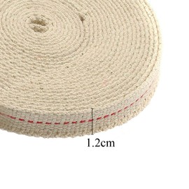 Haobase 1 Roll Lamp Wick, Flat Cotton Wick, Oil Lantern Wick, Stitch Oil Lamp Wick with Red Stitch for Lighting, 1/2 Inch 2 M/6.5 Feet (M1.2)