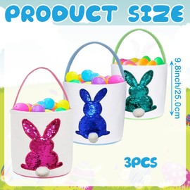 Ficlwigkis Easter Basket - 3PCS Easter Baskets for Kids Easter Bunny Easter Baskets Easter Egg Baskets for Easter Gifts Easter Egg Hunt (Colourful 1)