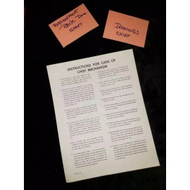 JENNINGS CHIEF REPRODUCTION JENNINGS CHIEF BACK DOOR INSTRUCTION SHEET ANTIQUE SLOT MACHINE