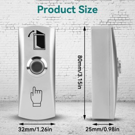 80x25x32mm / 3.15x0.98x1.26inch Touch Door Switch, 3A 36V Door Push Release Button, NO/NC/COM Exit Button Door Push Release Switch for Home Garage Door Access Control System