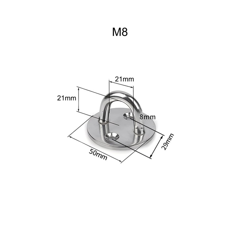 UTwaySteelPro Round M8 Stainless Steel Pad Eye Plate, Heavy Duty