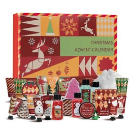 BODY & EARTH # LOVE Hand Cream Gift Sets-2025 Advent Calendar Gifts 24 Days for Women Hand Lotion Bath Sets for Women, 24pcs Hand Lotion, Hand Cream Gift Set, Juicy Raspberry, Candy Cane