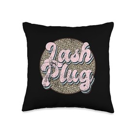 Lash Plug Lashes Eyelash Artist & Lash Lounge Vintage Plug Tech Artist Eyelash Leopard Lash Throw Pillow, 16x16, Multicolor