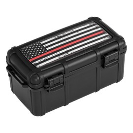 Cigar Caddy Waterproof Travel Cigar Humidor for 15 Cigars, Honoring Firefighter First Responders Series, Thin Red Line