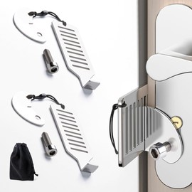 MEGAVOW Portable Door Lock, Stainless Steel Travel Lock No Drilling with Storage Bag for Women Travel Hotel School Home Apartment College