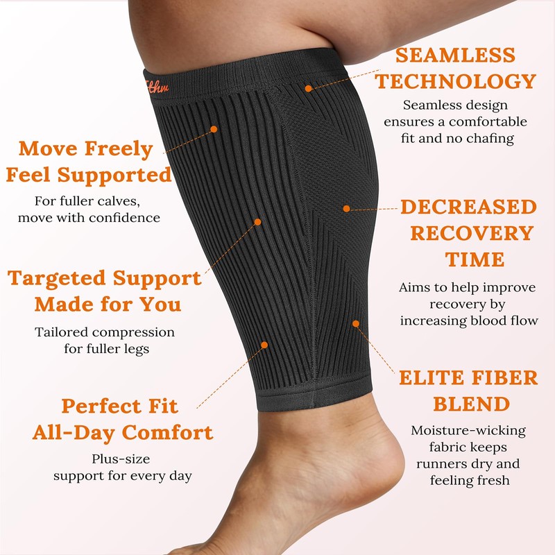 Plus Size Calf Compression Sleeves for Men & Women –