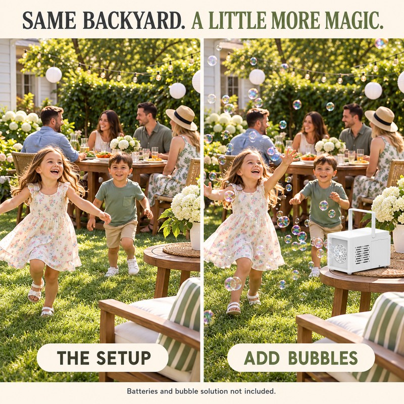 Portable Bubble Machine with Carry Handle, 10-Hole Automatic Bubble Blower