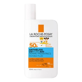 La Roche-Posay Anthelios UVMUNE 400 Dermo-Pediatrics Fluido Invisible FPS 50+ 50ml. Protector solar de rostro para niños. Para piel sensible. Sin color