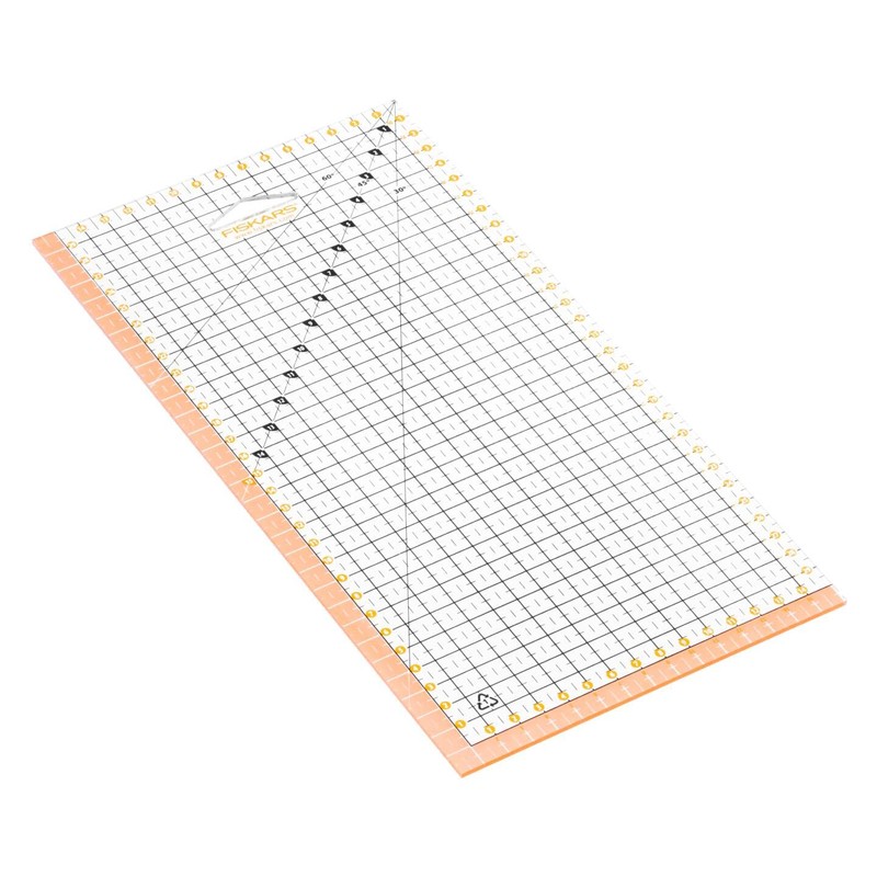 Fiskars Patchwork Ruler 15x30cm Highlighted 1cm Seam Allowance Interrupted Half
