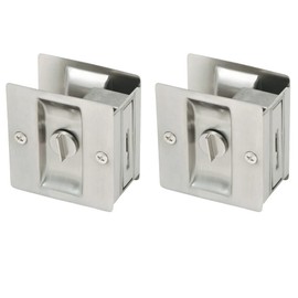 Design House 182121 Pocket Door Privacy Bed and Bath Lock 2-Pack Satin Nickel